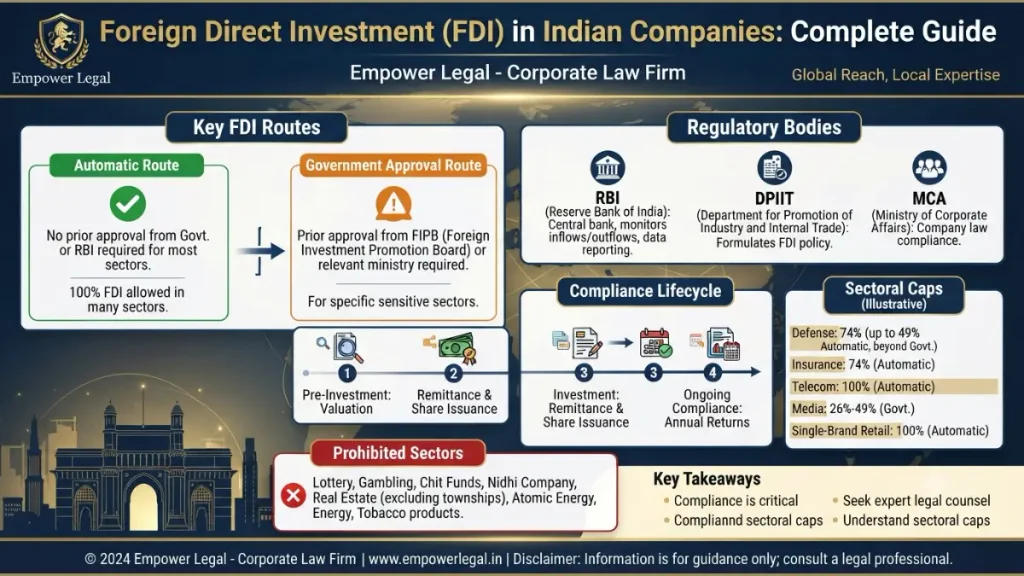 Foreign Direct Investment (FDI) in Indian Companies: Complete Guide - infographic image