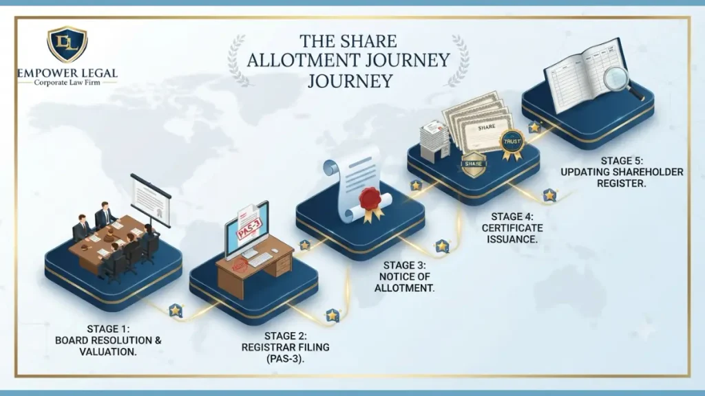 Share Allotment Process and Documentation Requirements in India - infographic image