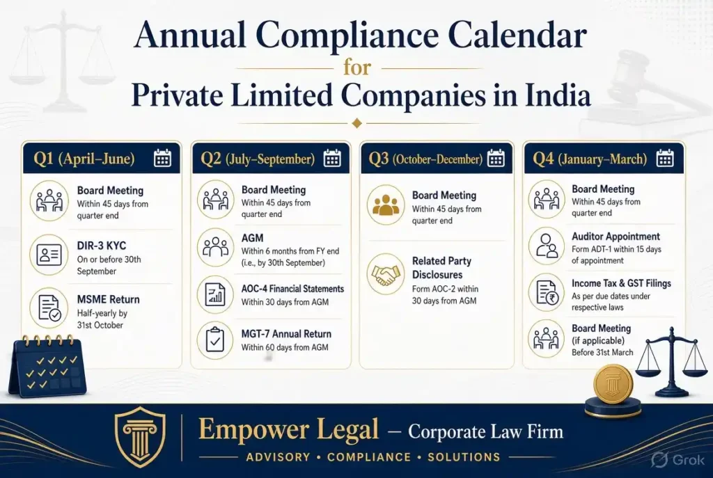 Annual Compliance Calendar for Private Limited Companies in India